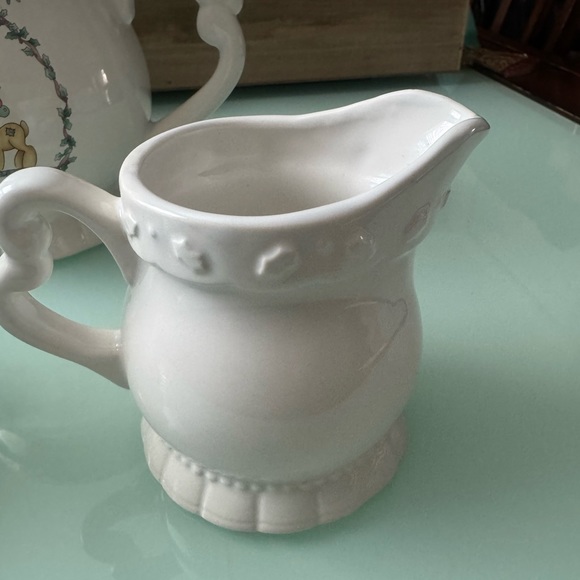 {Enesco Precious Moments} Christmas Happy Holly Days Stoneware Teapot Set 1994 - Picture 3 of 15